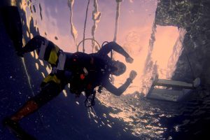 The Gabby beneath the dive boat